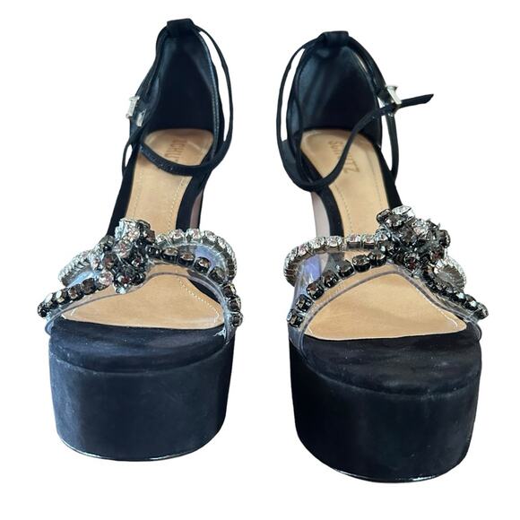 Schultz Jayda Leather Ankle Strap Platform Heels Sandal Jeweled NEW Size 8.5 - Picture 4 of 11